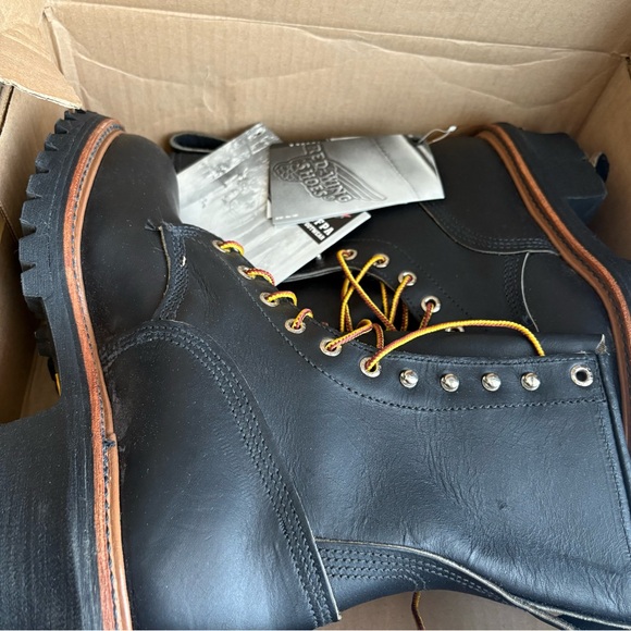 Red Wing Vintage Leather Logger Vibram Lace up Boot made in USA Deadstock - Picture 8 of 14